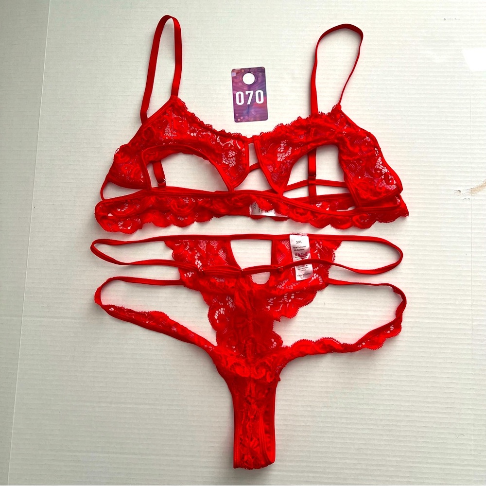 Red lingerie bra and panty set NWT